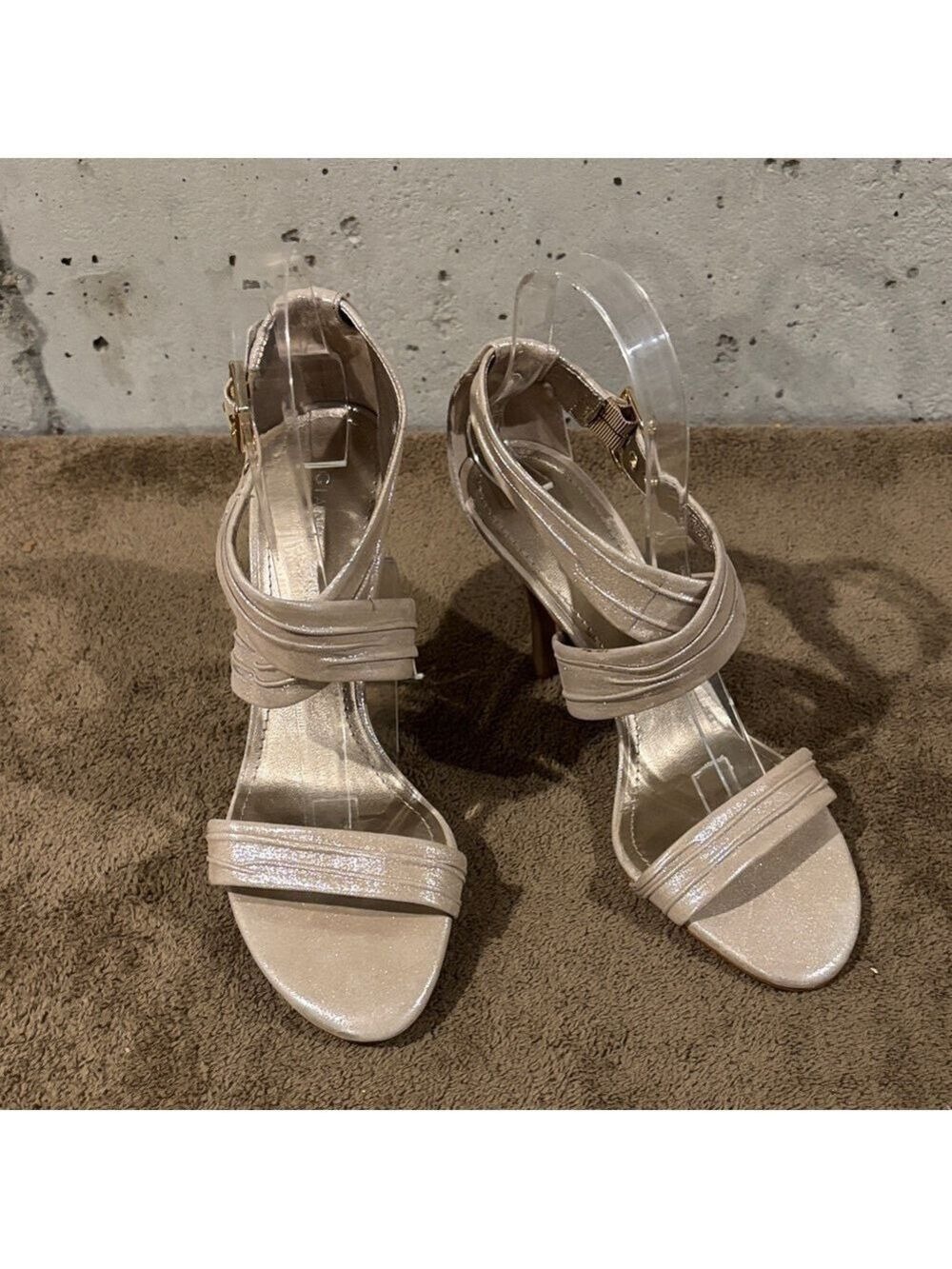 Gianni Bini Shimmering Beige Strappy Heels - Size 8.5